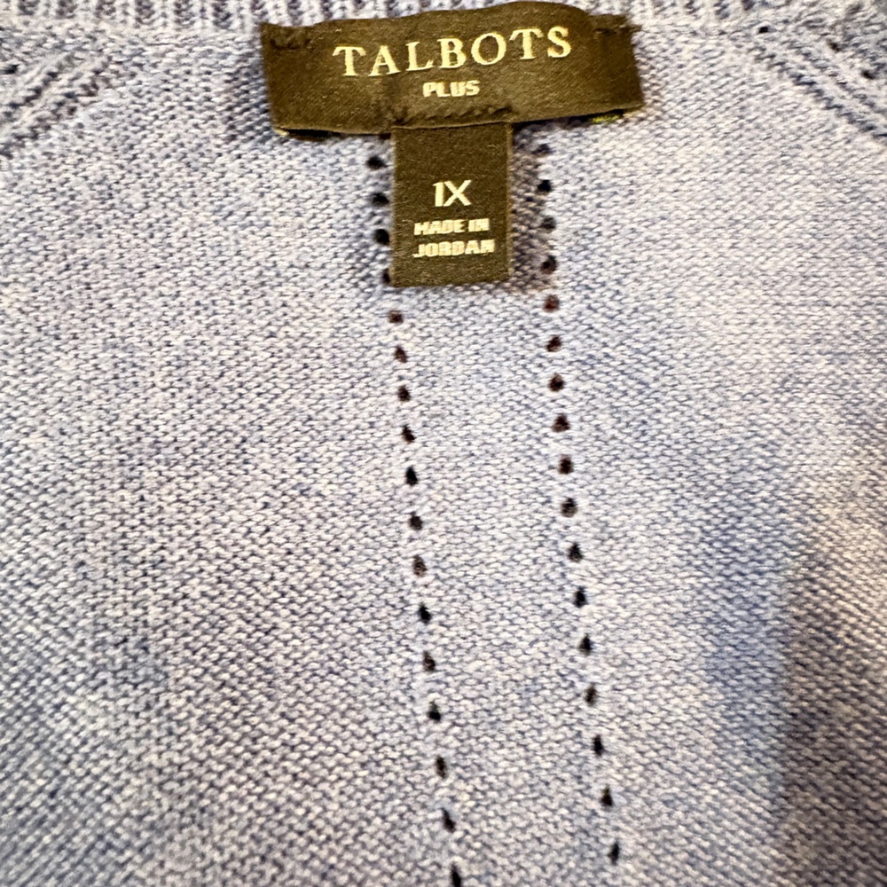 Talbots Blue Multicolor Striped Button Front Card… - image 4